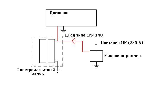 Схема размагничивания электромагнитного замка на диоде и конденсаторе