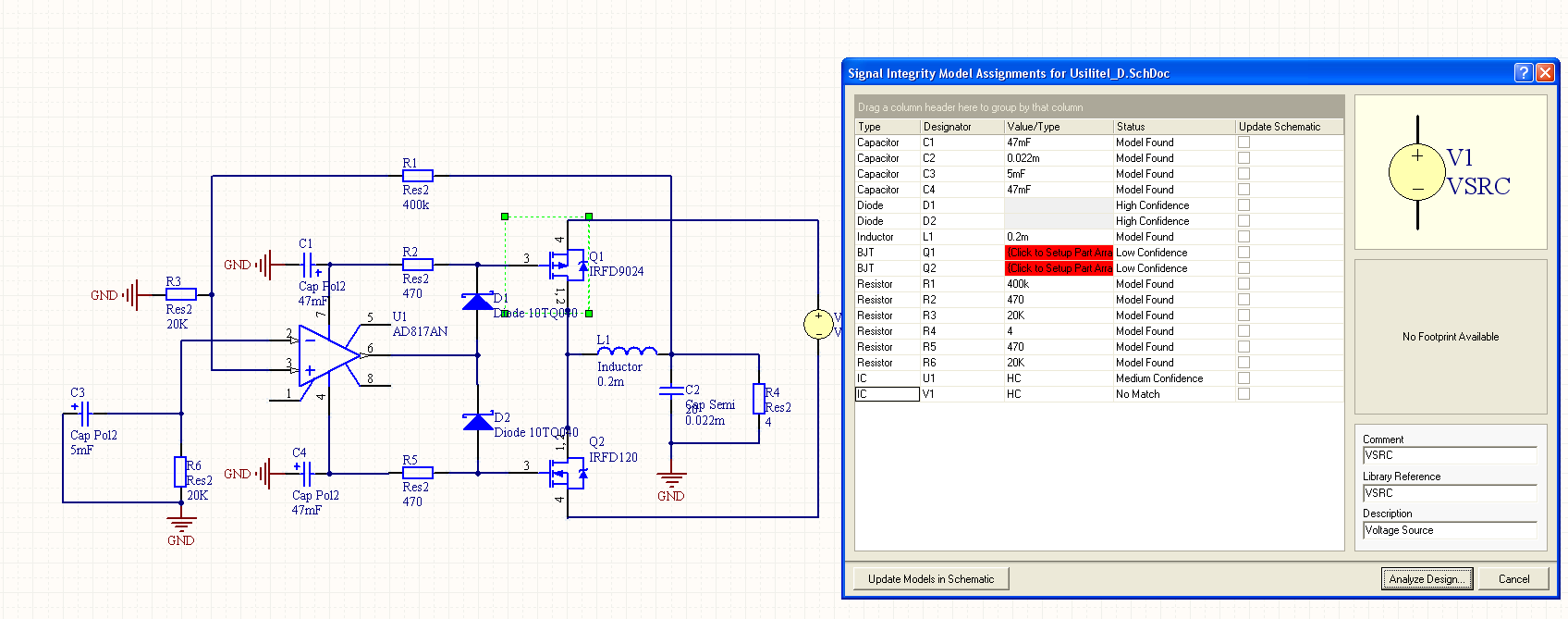 Find model. Операционный усилитель Altium Designer. Схема усилителя в альтиуме. Транзистор в Altium Designer.