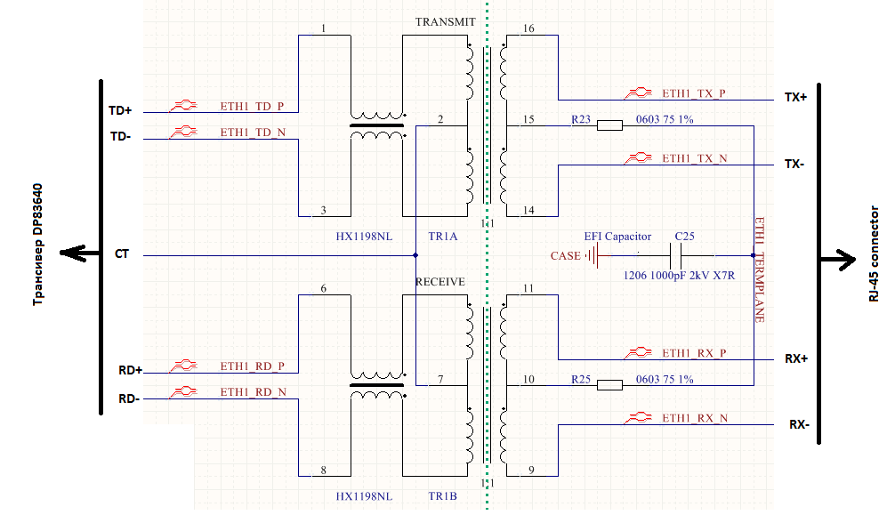 Подключение ethernet без трансформатора