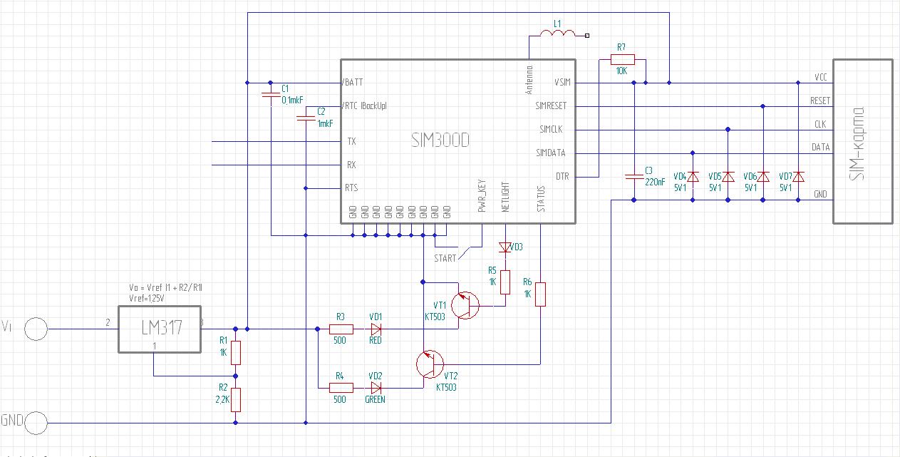 Sim300dz схема подключения