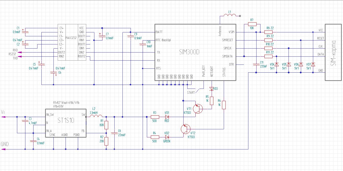 Sim300dz схема подключения