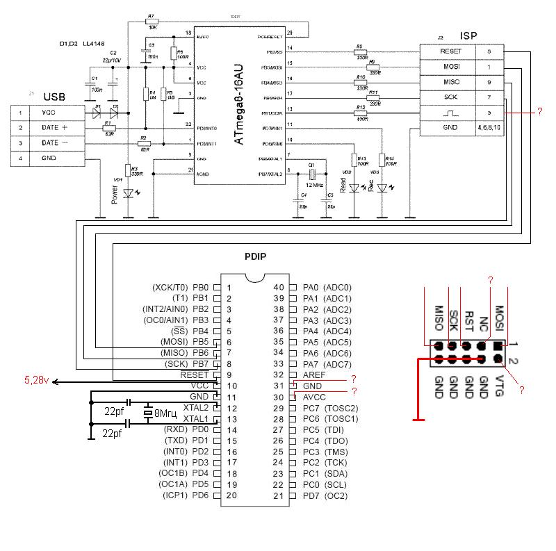 24с256 программатор usb схема