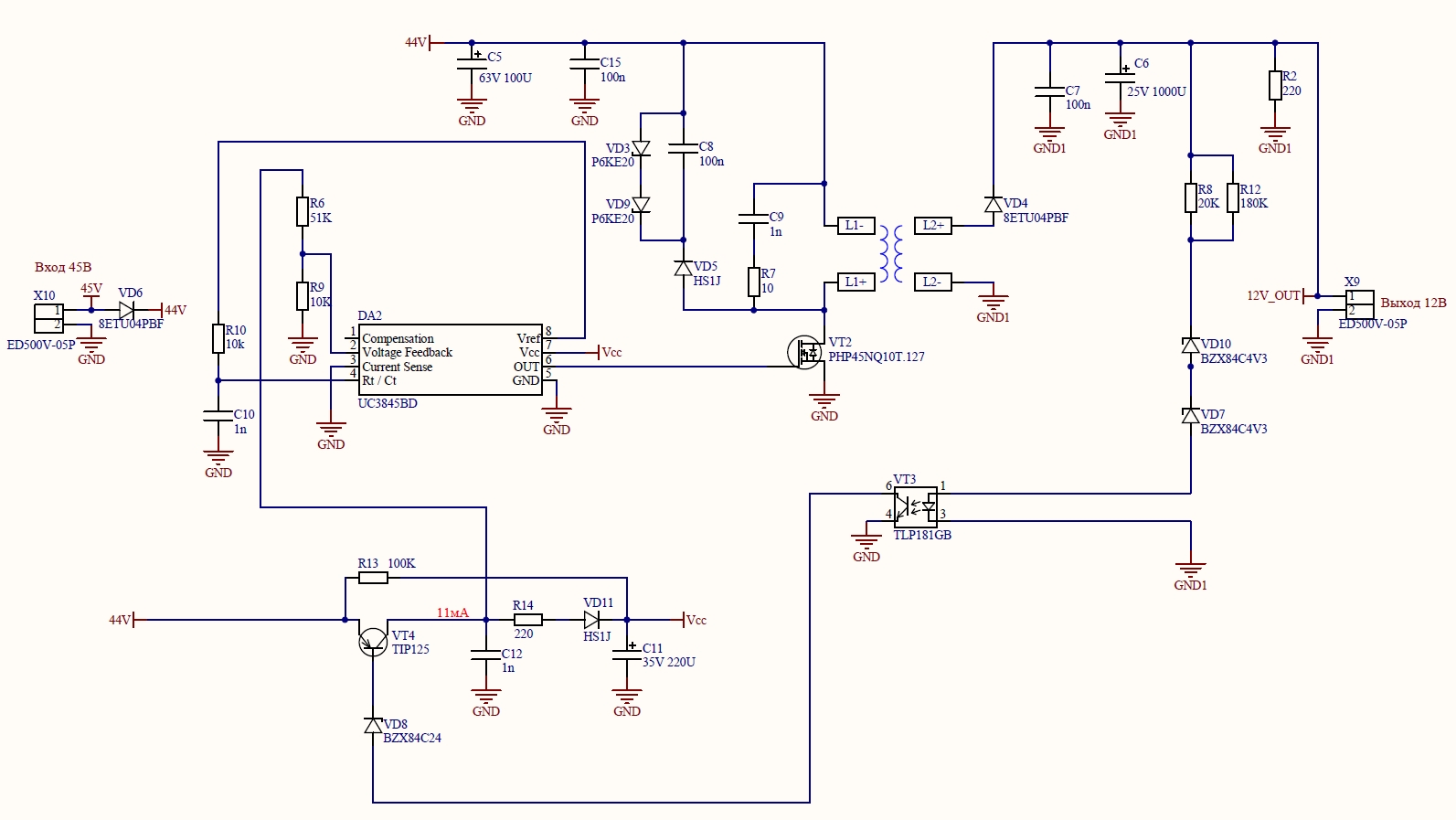 Схема v. 12v GND VD подключение видеоглазка. Top247y. Current feedback loop comparator for ACDC on a Chip.