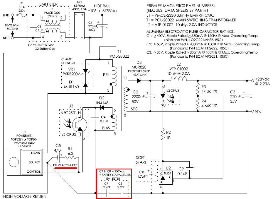 Tny280pn блок питания схема