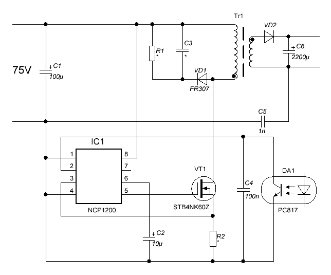 Ncp1200p60 схема включения