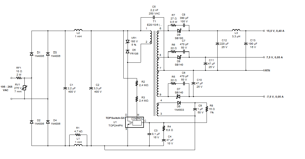 Top242pn схема блока питания