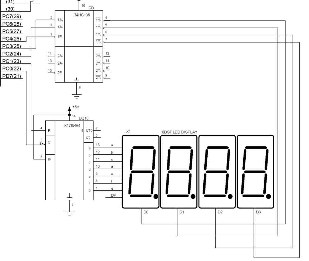 Семисегментный индикатор принципиальная схема