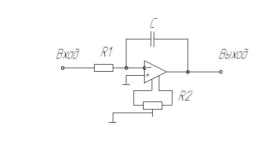 Схема интегратора на оу