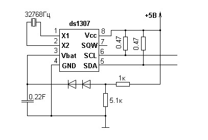 Ds1307 схема включения