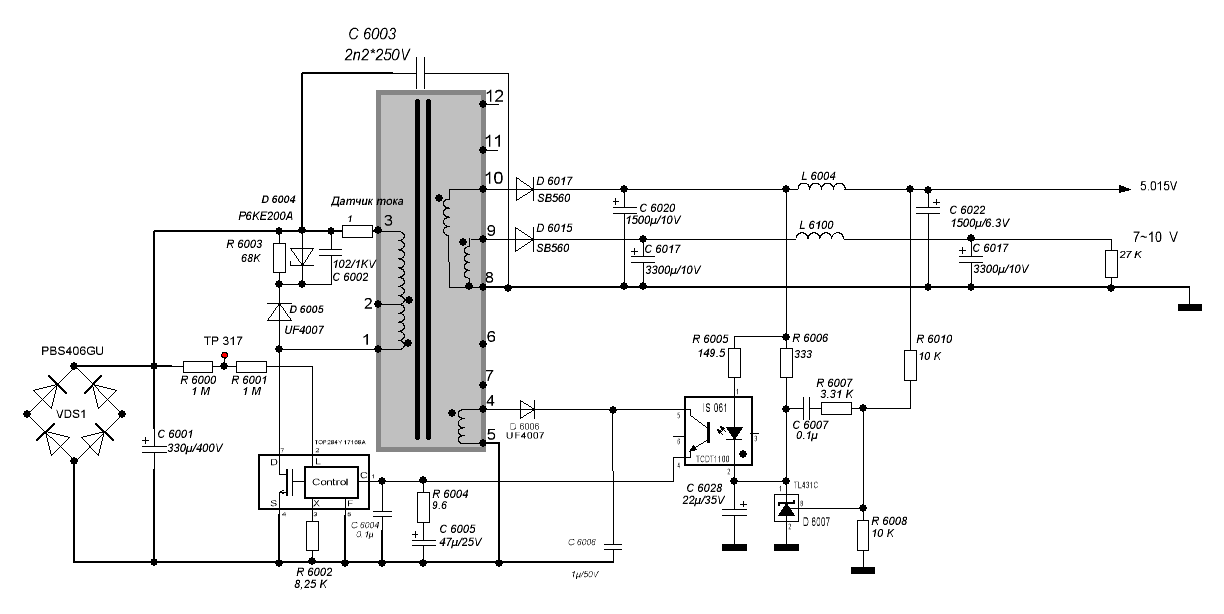 Top242pn схема блока питания